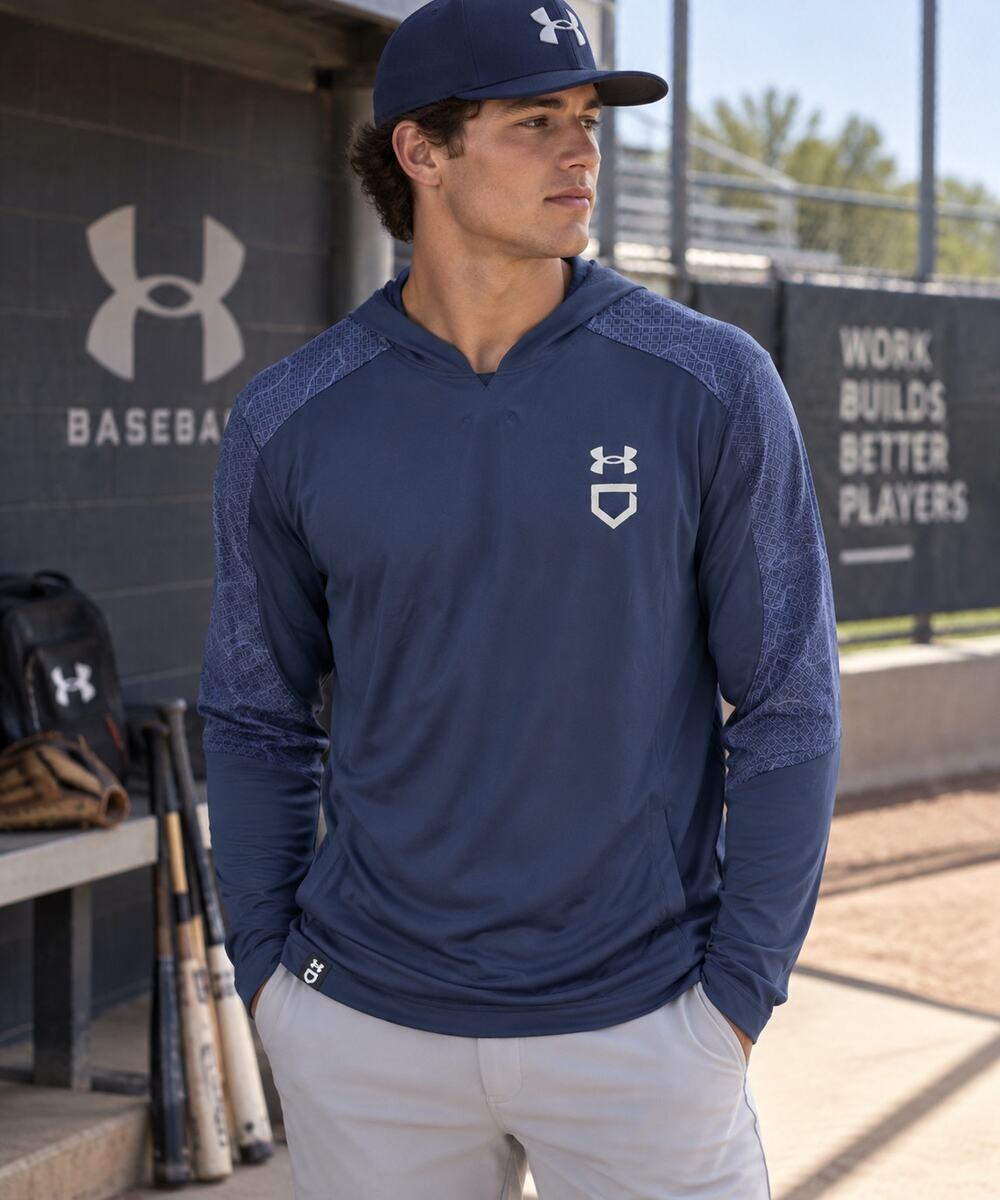 Under Armour UA Cage Ripthread Hooded Baseball Jacket Blue 1356795 Men's Medium